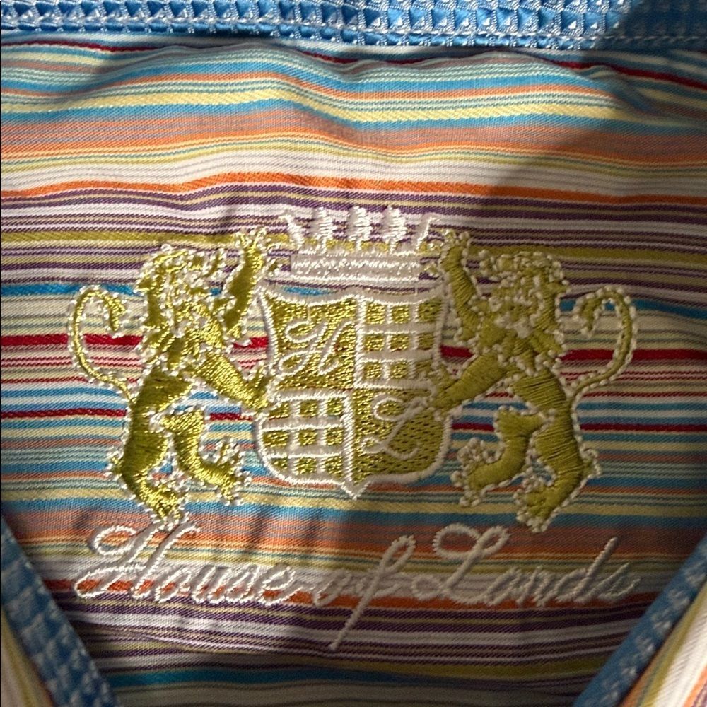 House Of Lords Multi Color Striped Men's Button Up Shirt - Picture 7 of 11